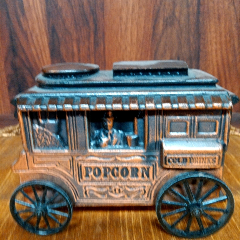 Vintage Copper Popcorn Wagon Bank